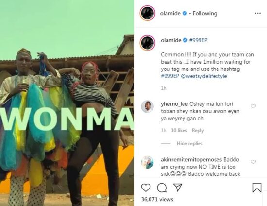#999EP: Olamide to Gift 1M Naira for Wonma Dance Challenge