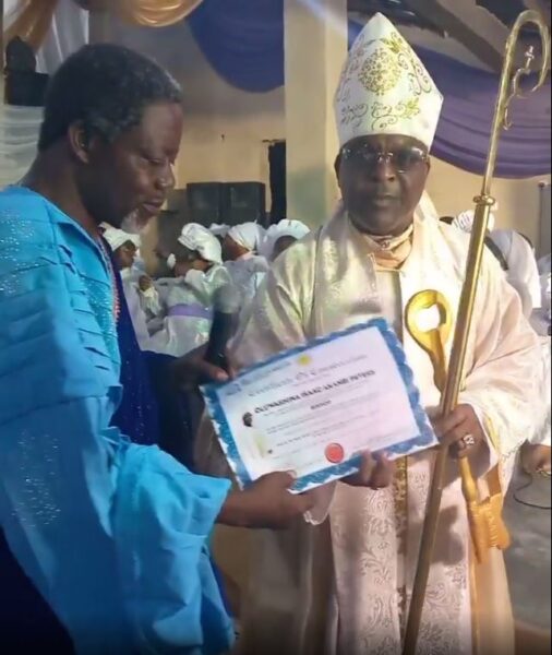 Sir Shina Peters ordained Bishop at a Cherubim and Seraphim Church