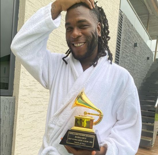Burna Boy receives his Grammy Award