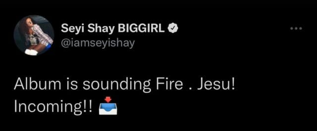 Seyi Shay mentions to her fans about her new album