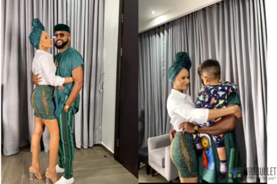 Adorable moment Zaiah conducts kiss for his parents, Adesua and Banky - Video